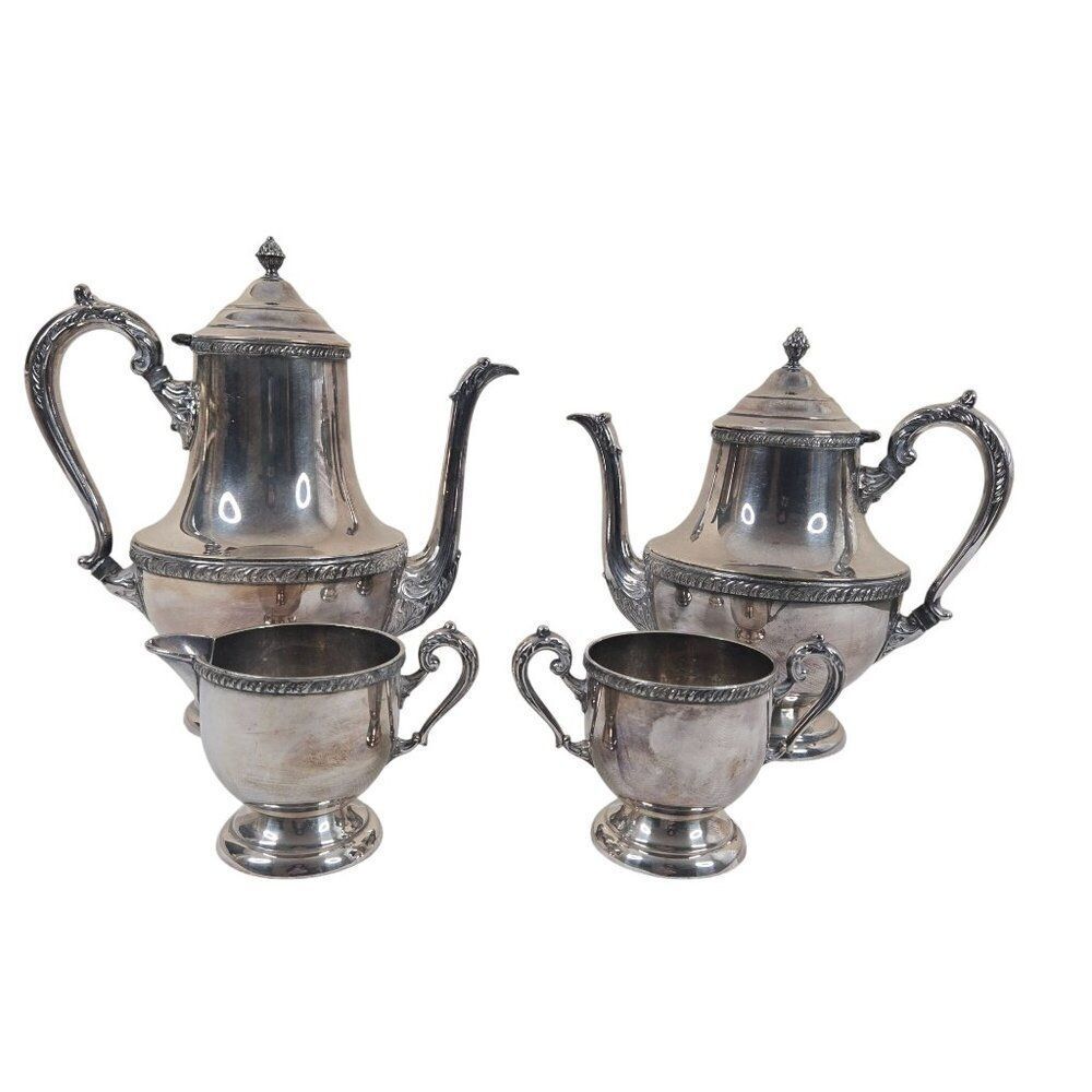 Vintage Benedict Prince Regent Silver Plated Coffee Tea Set Creamer Sugar Bowl